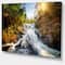 Designart - Waterfall through the Forest - Landscape Canvas Art Print